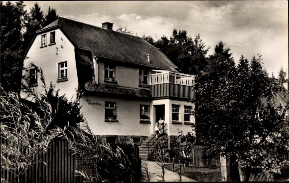 Postcard Dönschten Dippoldiswalde Eastern Ore Mountains, house on a green slope