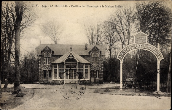 Postcard La Bouille Seine Maritime, Pavillon de l&#39;Ermitage at Maison Brulee, Restaurant L. Chauvel