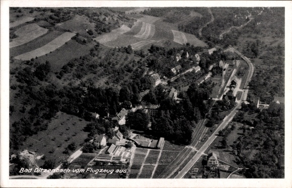 Postcard Bad Ditzenbach in Württemberg, aerial photograph