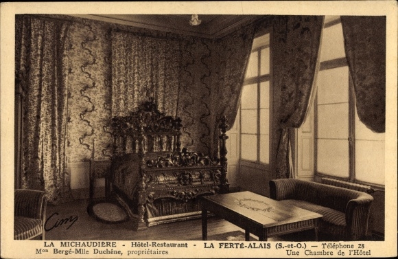 Ak La Ferté Alais Essonne, Hotel Restaurant La Michaudiere, Une Chambre de l'Hotel