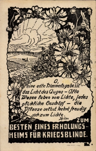 Postcard Hamburg, For the Benefit of a Rest Home for the Blinded, Association of Blinded War Veterans eV