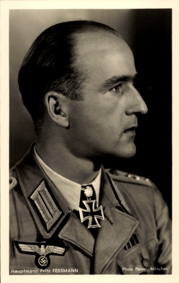Postcard Captain Fritz Fessmann, Knight's Cross recipient