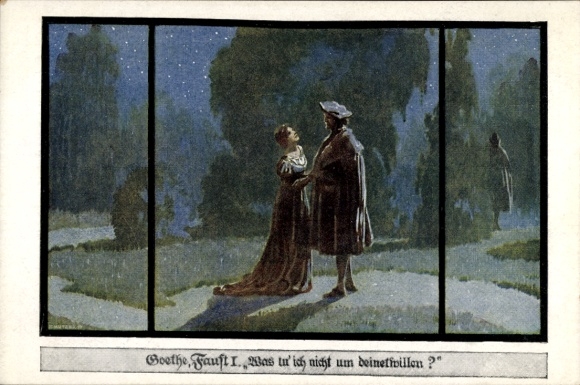 Artist Postcard Goethe, Faust, Quote, What will I not do for your sake?, League of Germans in Bohemia