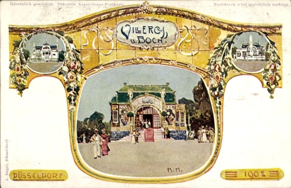 Passepartout Artist Postcard Düsseldorf, Exhibition 1902, Villeroy and Boch