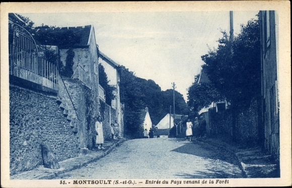 Ak Montsoult Val d'Oise, Entree du Pays venant de la Foret