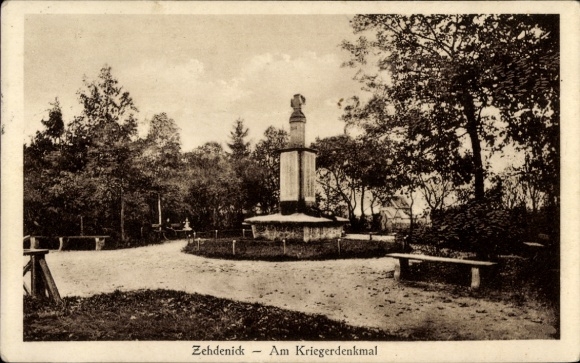Postcard Zehdenick in der Mark, war memorial