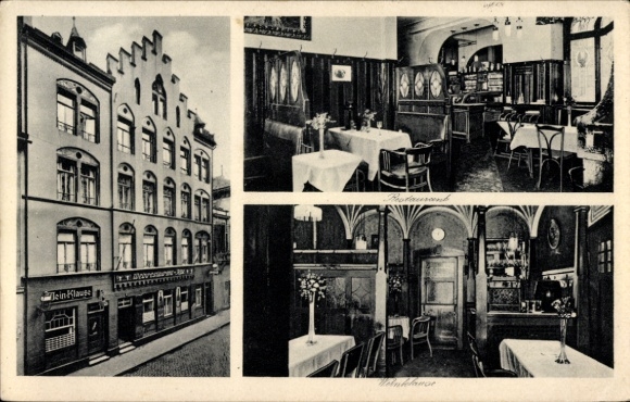 Postcard Mainz am Rhein, wine house and wine shop Bodega, Inselstraße 2, interior view