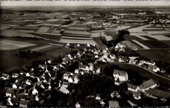 Postcard Mittelbiberach in Upper Swabia, aerial photograph