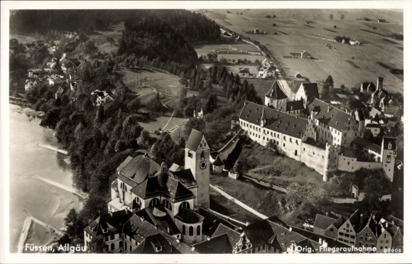 Ak Füssen im Allgäu, Fliegeraufnahme