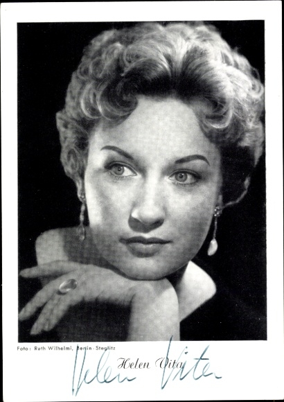 Postcard actress Helen Vita, portrait, autograph