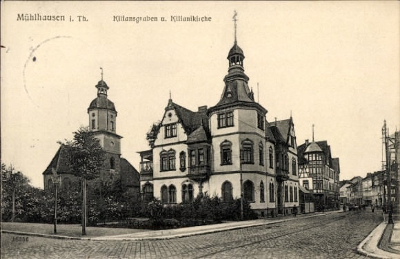 Postcard Mühlhausen in Thuringia, Kiliansgraben, Kilian Church