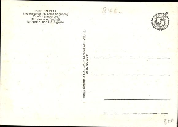 Postcard Hartenholm Schleswig Holstein, Pension Paap, inside and outside