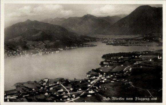 Postcard Bad Wiessee in Upper Bavaria, aerial photograph