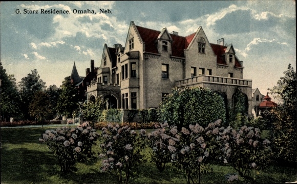 Briefkaart Omaha Nebraska de VS, Villa G. Storz