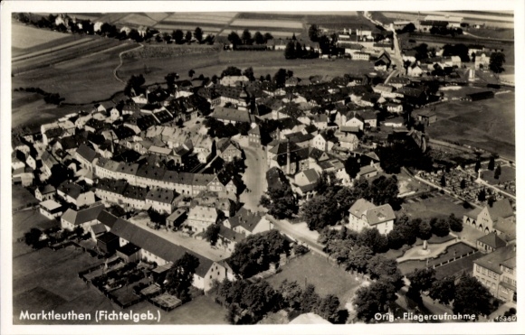 Postcard Marktleuthen in the Fichtelgebirge, aerial photograph