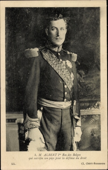 Postcard King Albert I of Belgium, portrait in uniform