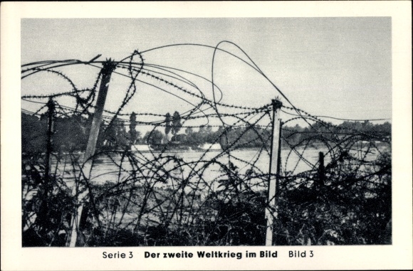 Collection picture The Second World War in the picture, peace on the Upper Rhine, barbed wire, West Wall apron
