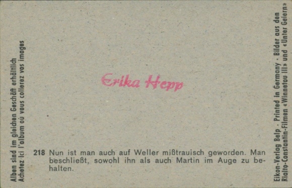 Collector's card Karl May, film scene, Winnetou III, Among Vultures, No. 218