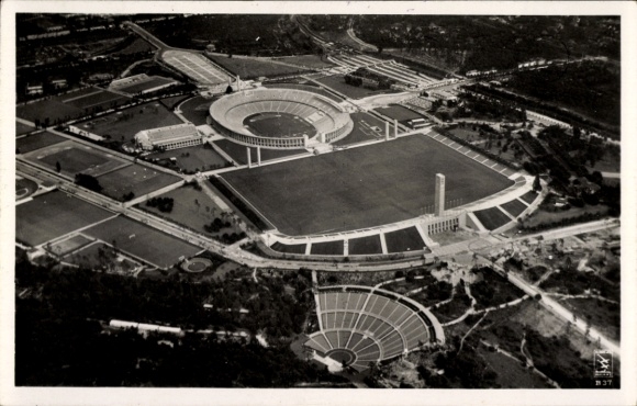 KP Berlin Charlottenburg Westend, zdjęcie lotnicze, Reichssportfeld, stadion, scena Dietricha Eckardta