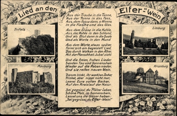Passepartout song Postcard to the Elfer wine, Trifels, Maxburg, Limburg, Kropsburg