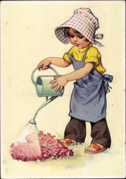 Artist PC Lungershausen, Ilse Wende, girl watering the flowers