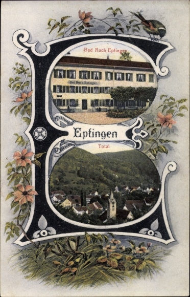 Buchstaben Passepartout Ak Eptingen Kanton Basel Land, Bad Ruch, Gesamtansicht