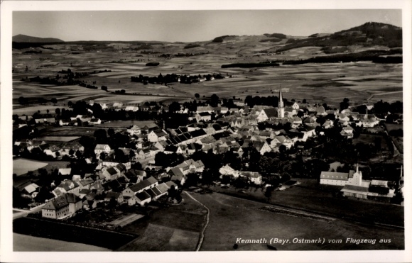 Postcard Kemnath in the Upper Palatinate, aerial photograph, city view, rural surroundings, architecture