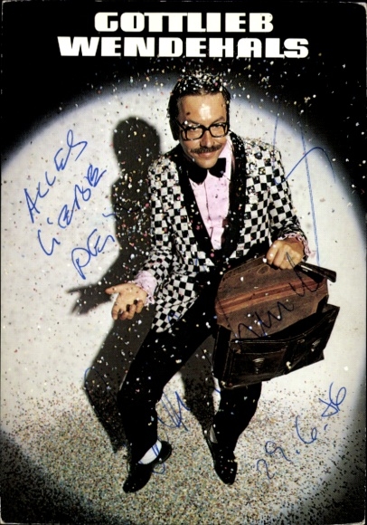 Autogrammkarte Sänger Gottlieb Wendehals, Portrait, Autogramm