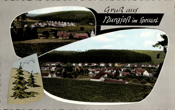 Ak Burgjoss Jossgrund in Hessen, Gesamtansicht