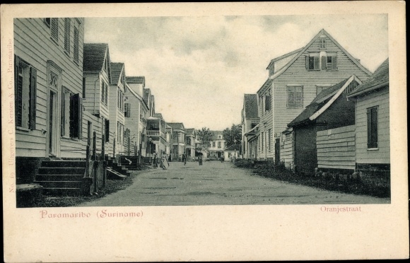 Postcard Paramaribo Suriname, Oranjestraat