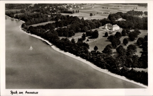 Postcard Buch Inning am Ammersee, aerial photograph