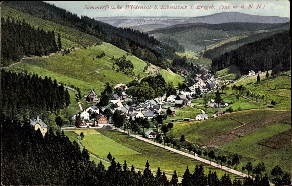 Postcard Wildenthal Eibenstock in the Ore Mountains, valley panorama from the village
