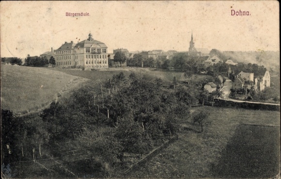 Ak Dohna in Saksen, openbare school, stadsgezicht, Dohna