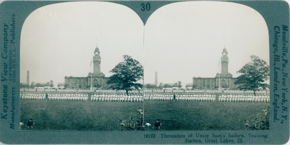 Stereofoto Duizenden Uncle Sam&#39;s Sailors, Great Training Station, Michigan