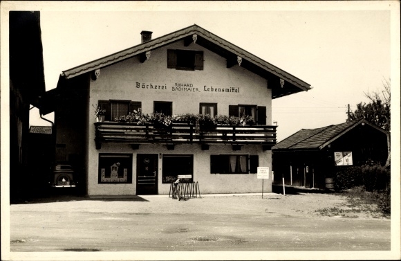 Photo Postcard Hundham Fischbachau in Upper Bavaria, bakery and grocery store Richard Bachmaier
