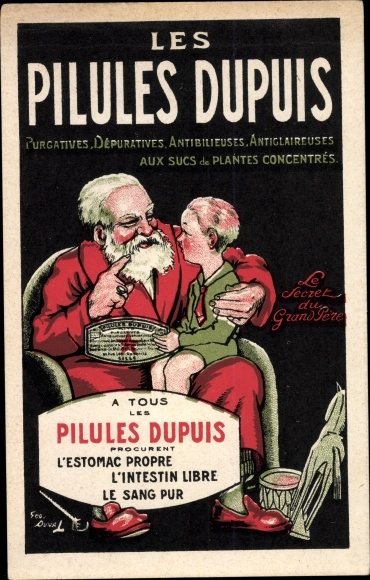 Ak reclame, Les Pilules Dupuis, opa met kleinzoon op schoot