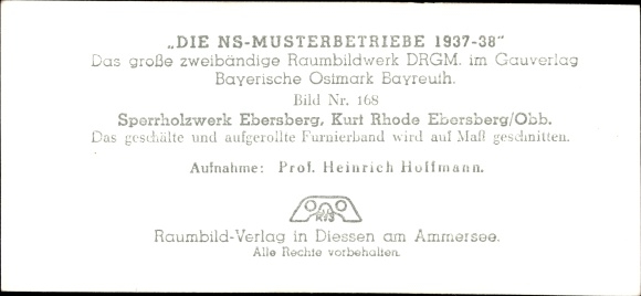 Stereo spatial image Photo The NS model companies 1937-38 No. 168 Ebersberg Obb. plywood factory, veneer strip