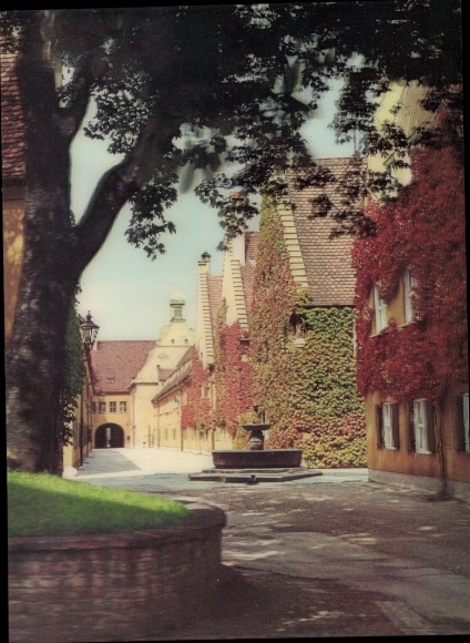 3 D Postcard Augsburg in Swabia, Fuggerei, fountain