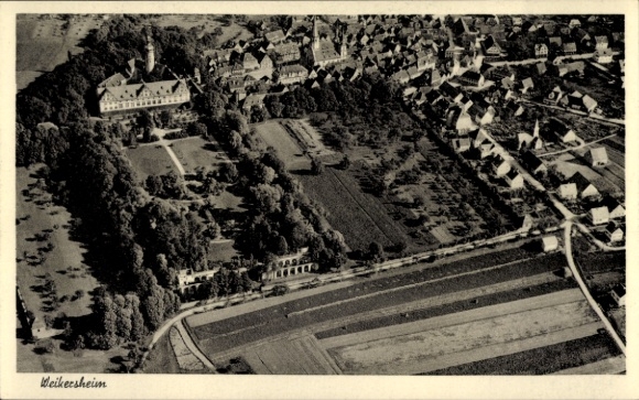 Postcard Weikersheim in Tauberfranken Württemberg, aerial photograph