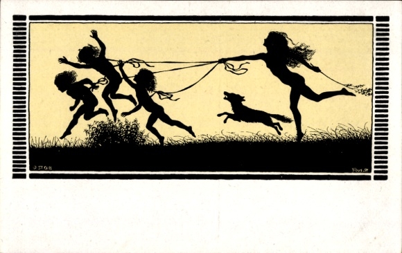 Artist Paper Cutting Postcard Fidus, Spring Joy, Seasons in Shadows