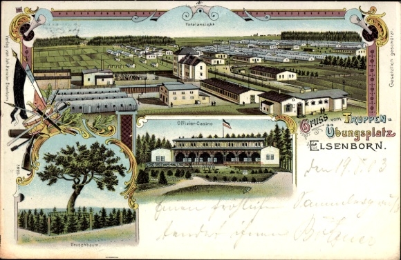 Chromo-Litho Elsenborn Bütgenbach Wallonia Liège, military training area, officers' mess