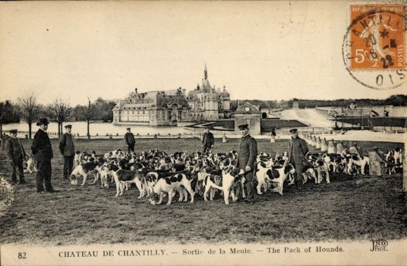 Ak Chantilly Oise, Hunderudel, Jagd, Schloss