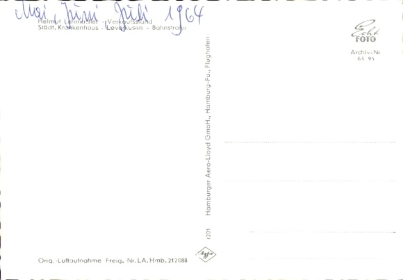 Postcard Leverkusen in the Rhineland, Municipal Hospital