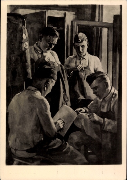 Artysta KP Pöten, Leo, wystawa RAD Art Show Praga 1944, lekcja sprzątania i naprawy, robotnicy