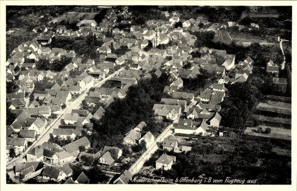 Postcard Niederschopfheim Hohberg in the Black Forest Baden, aerial photograph