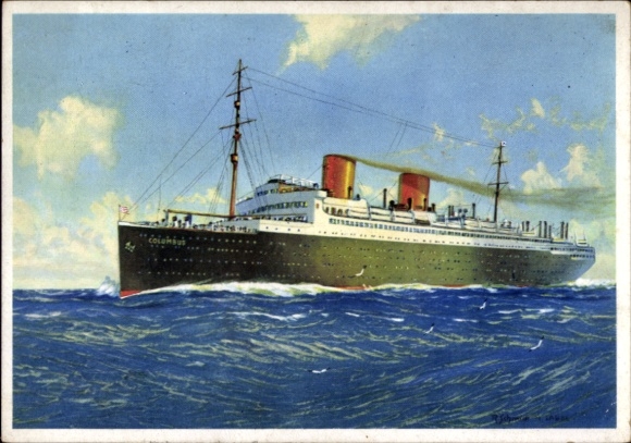 Artist's Postcard Twin-screw express steamer Columbus, North German Lloyd Bremen