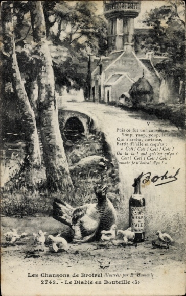 Artist CPA Chansons de Botrel, Le Diable en Bouteille