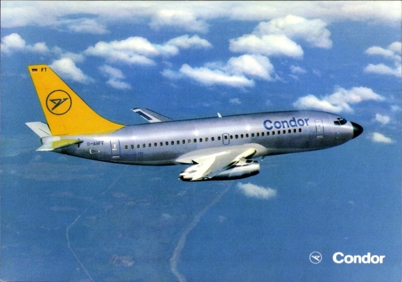 Postcard passenger aircraft Condor, Boeing 737-230 Europa-Jet