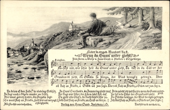 Song Postcard Soph, Hans, When the sun goes down, Erzgebirge dialect no. 2