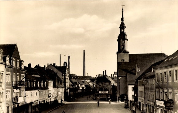 Postcard Lunzenau in Saxony, market